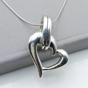 Heart Pendant -Sterling Silver Charm - Gift for mom - Silver Pendant - Modern Heart Charm - Bohemian Heart Charm