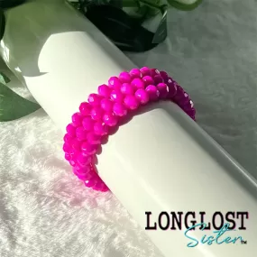 Hot Pink Glass Bead Stretch Bracelet