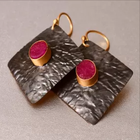 Iona Earrings With Dyed Ruby