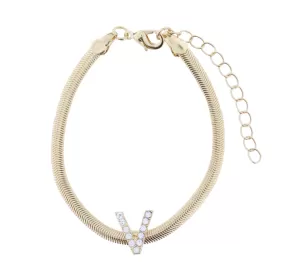 Snake Chain Initial Bracelet| V