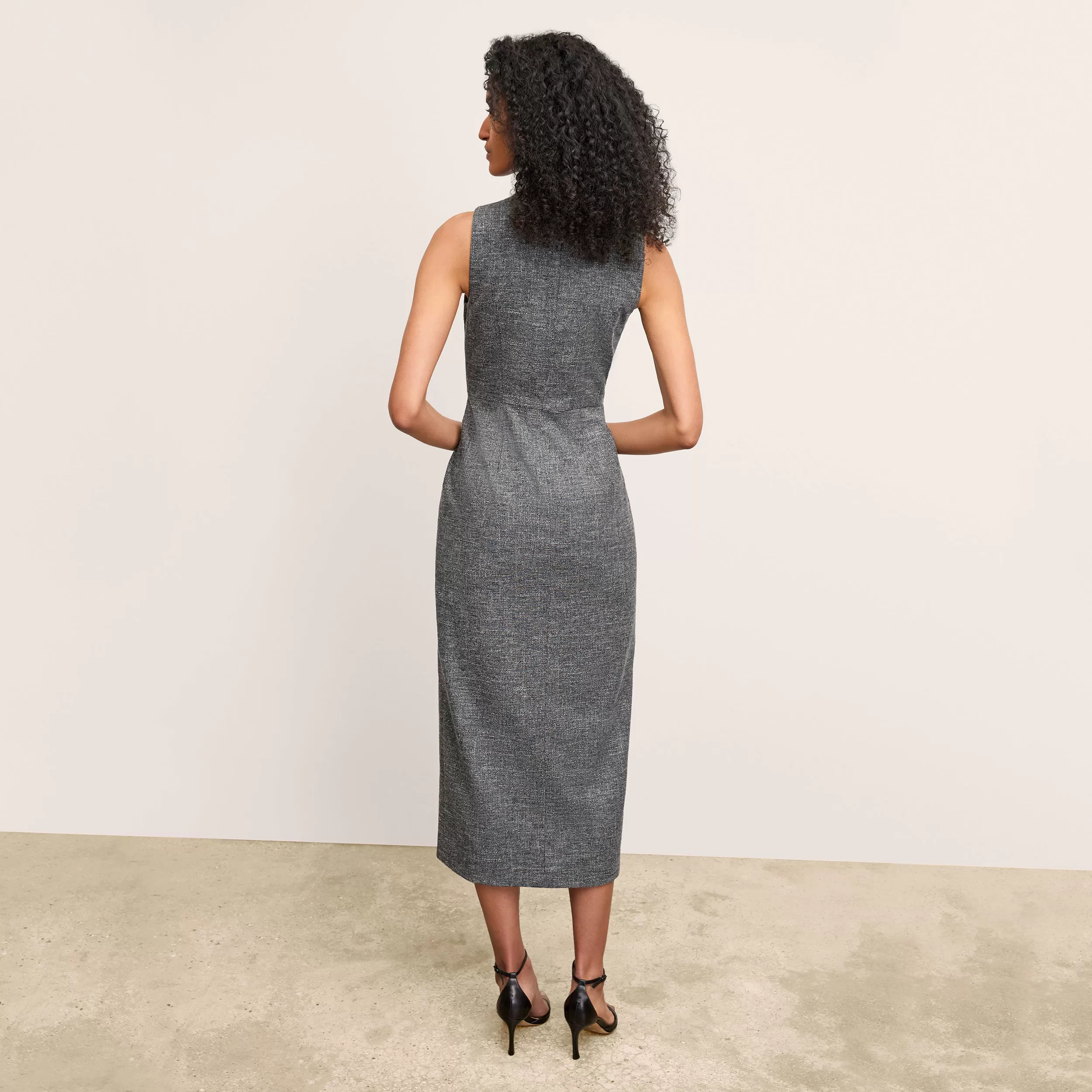 Valencia Dress - Crosshatch Suiting :: Black/White