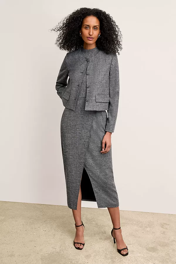 Valencia Dress - Crosshatch Suiting :: Black/White