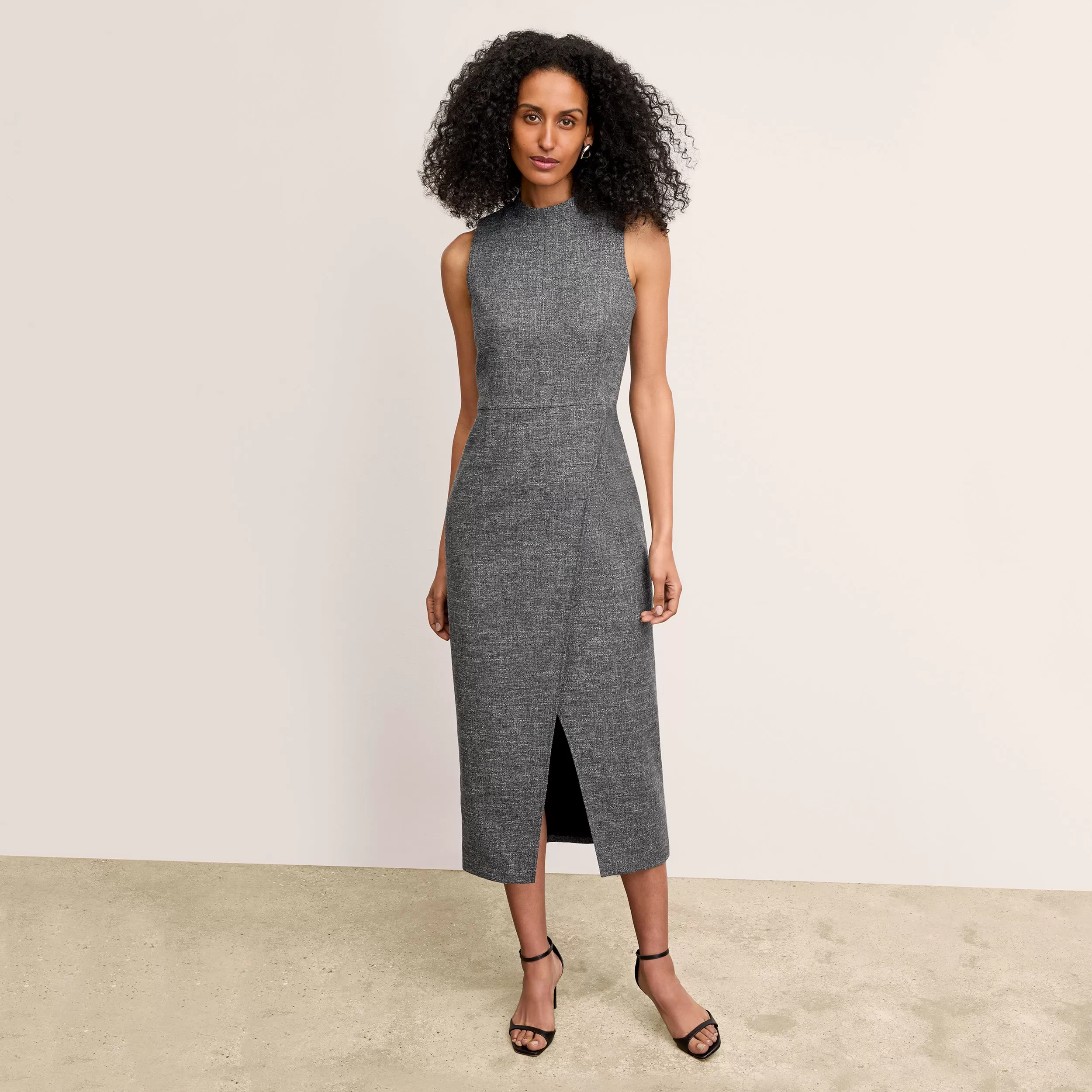 Valencia Dress - Crosshatch Suiting :: Black/White