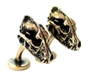 Wolf Skull Cufflinks Bronze Wolf Skull Cuff Links Wolf Skull Jewelry Mens Accessories